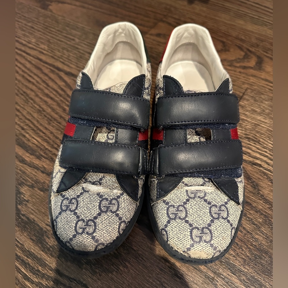 Gucci Kids Navy and Red Sneakers